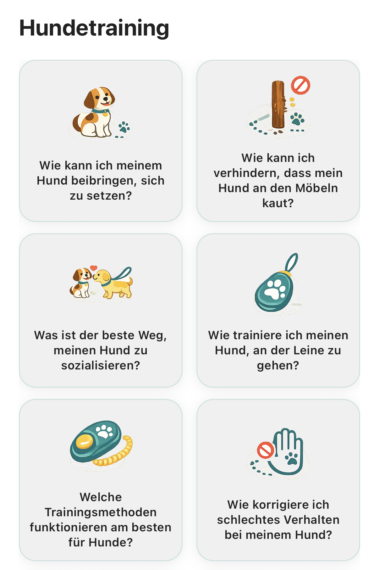 Fertige Fragen im KI-Chat